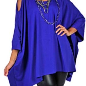 COLD SHOULDER TUNIC, ROYAL PURPLE, SIZE 2X, KIMONO SLEEVES, WITH MATCHING HEADBA